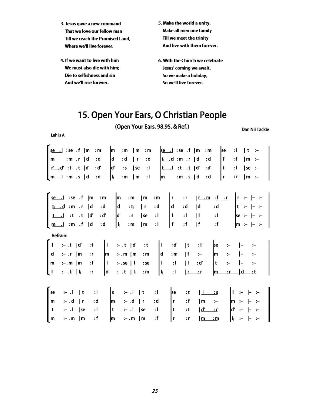 CH 15 Open your ears, O Christain people, — Tonic Sol-Fa