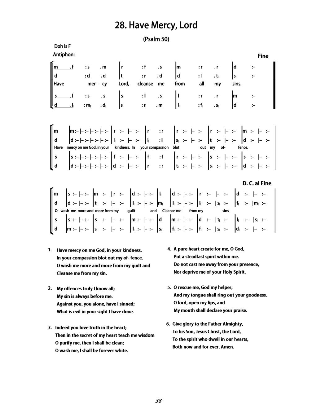 CH 28 Antiphon: — Tonic Sol-Fa