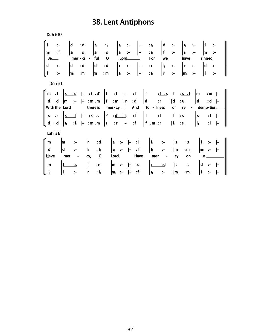 CH 38 Be merciful O Lord — Tonic Sol-Fa