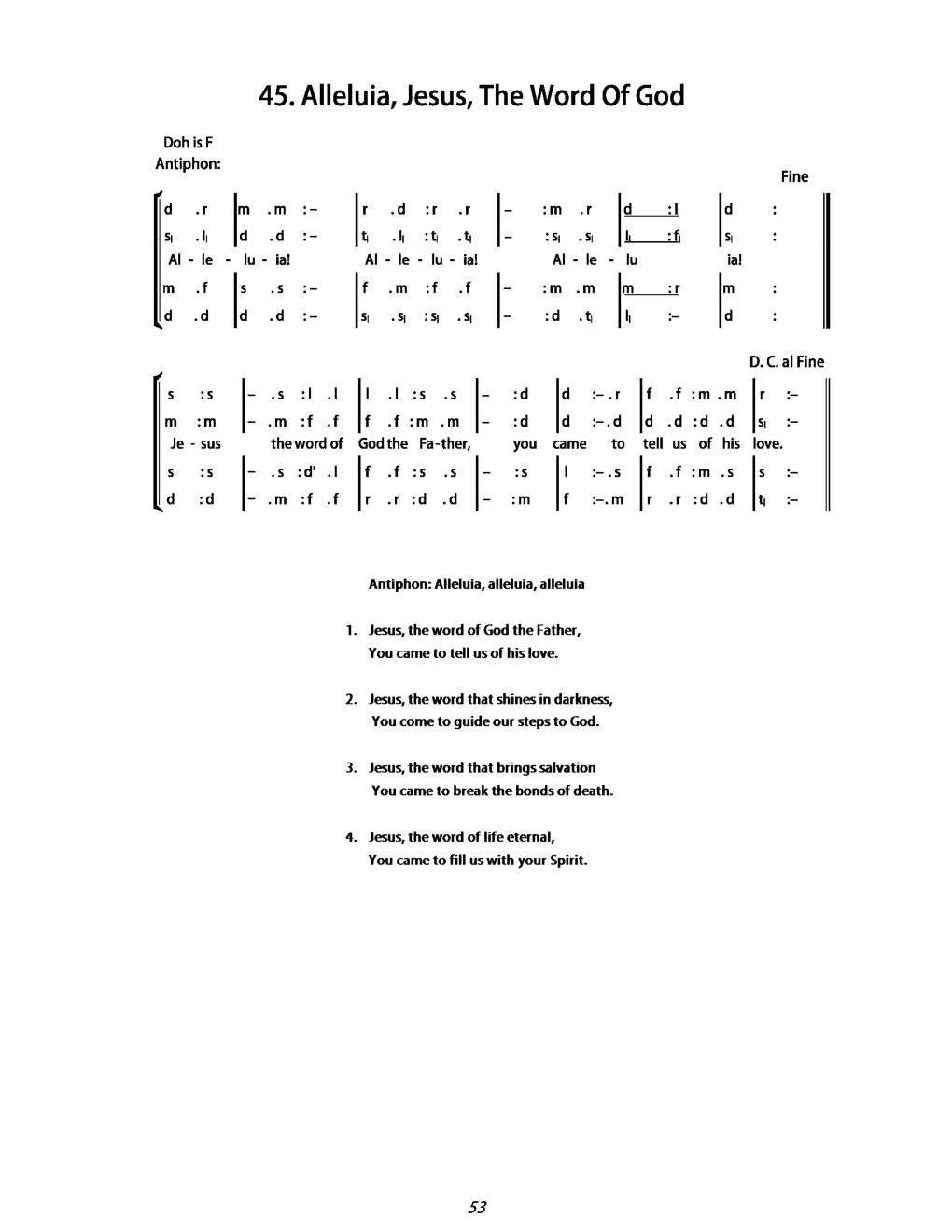 CH 45 Antiphon: — Tonic Sol-Fa