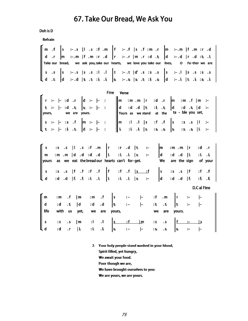 CH 67 chorus: — Tonic Sol-Fa