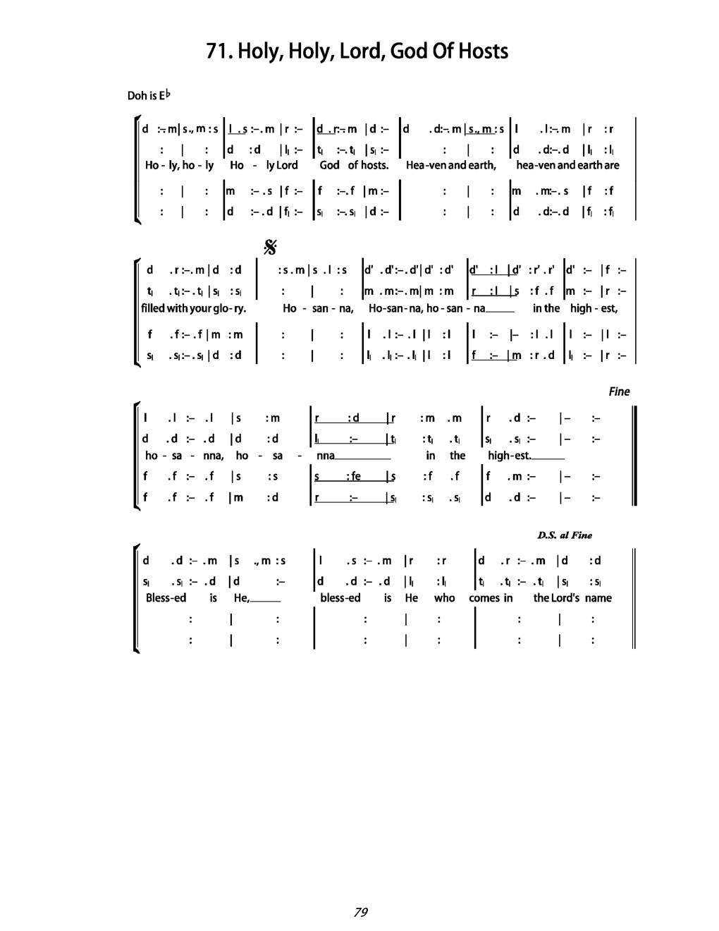 CH 71 C.  Holy, holy — Tonic Sol-Fa