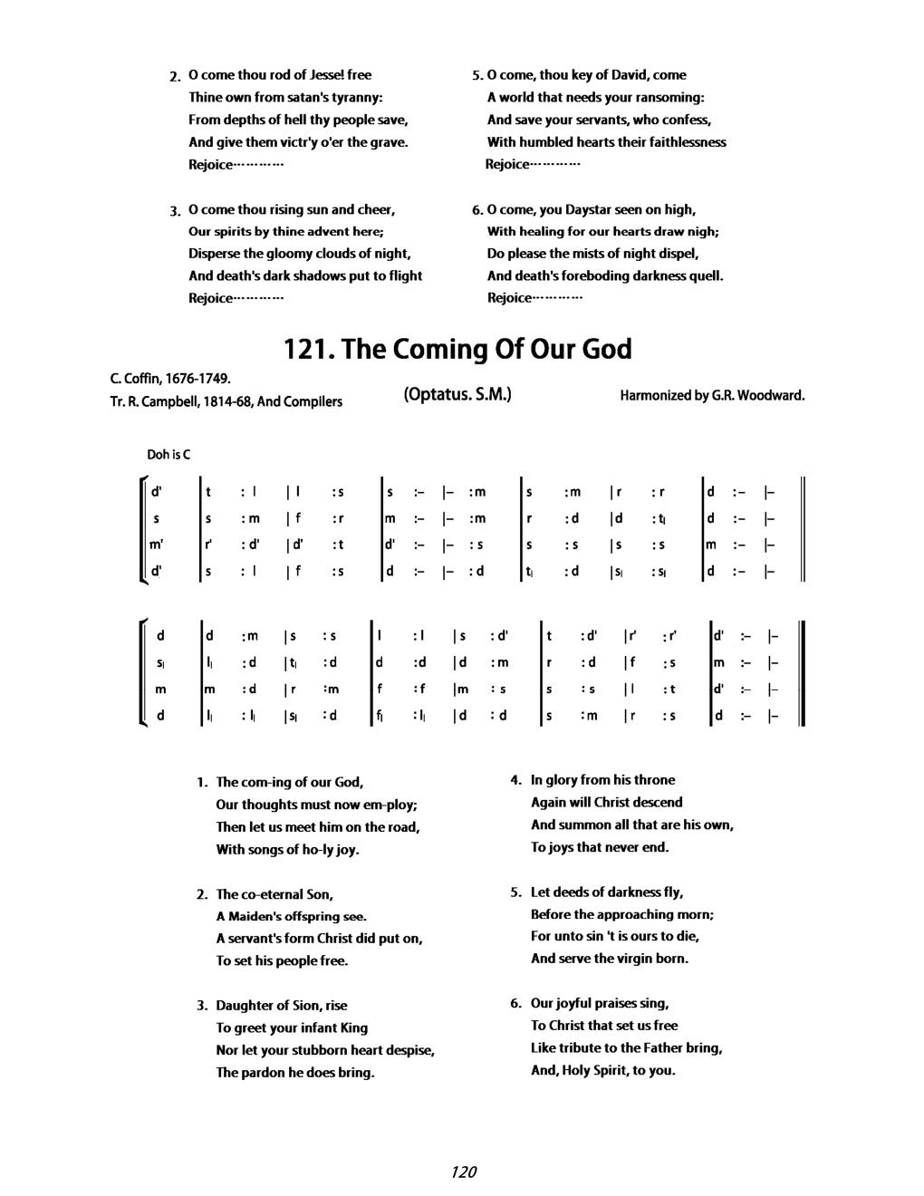 CH 121 The coming of our God — Tonic Sol-Fa