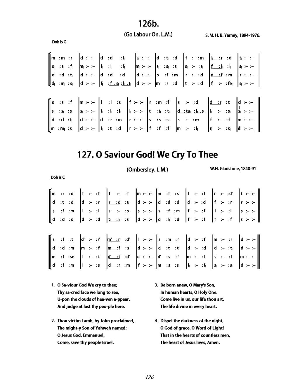 CH 127 O saviour God! We cry to thee, — Tonic Sol-Fa