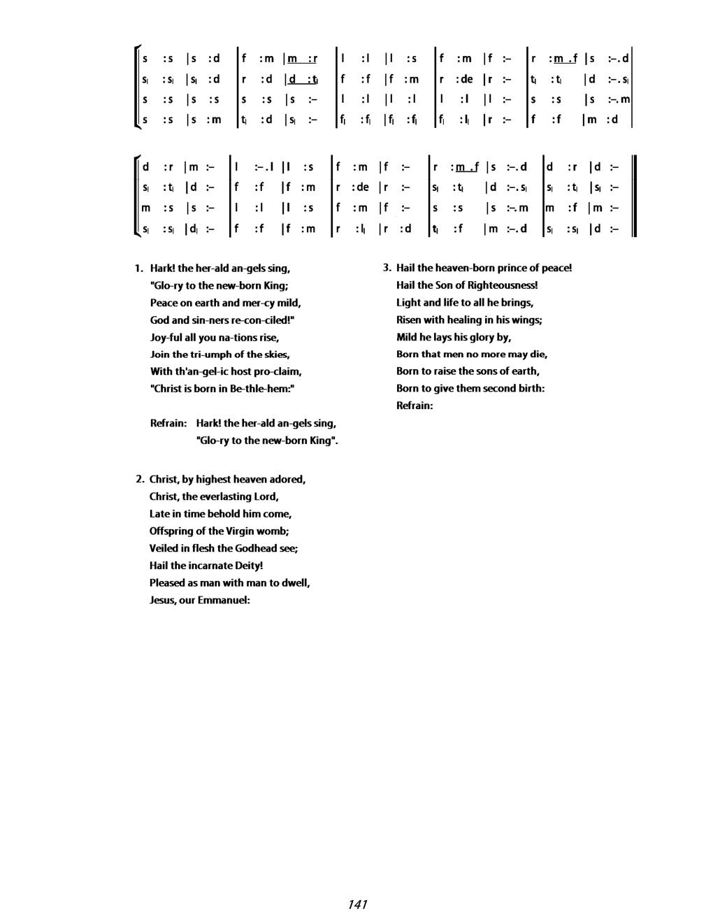 CH 140 Hark! The herald angels sing, — Tonic Sol-Fa