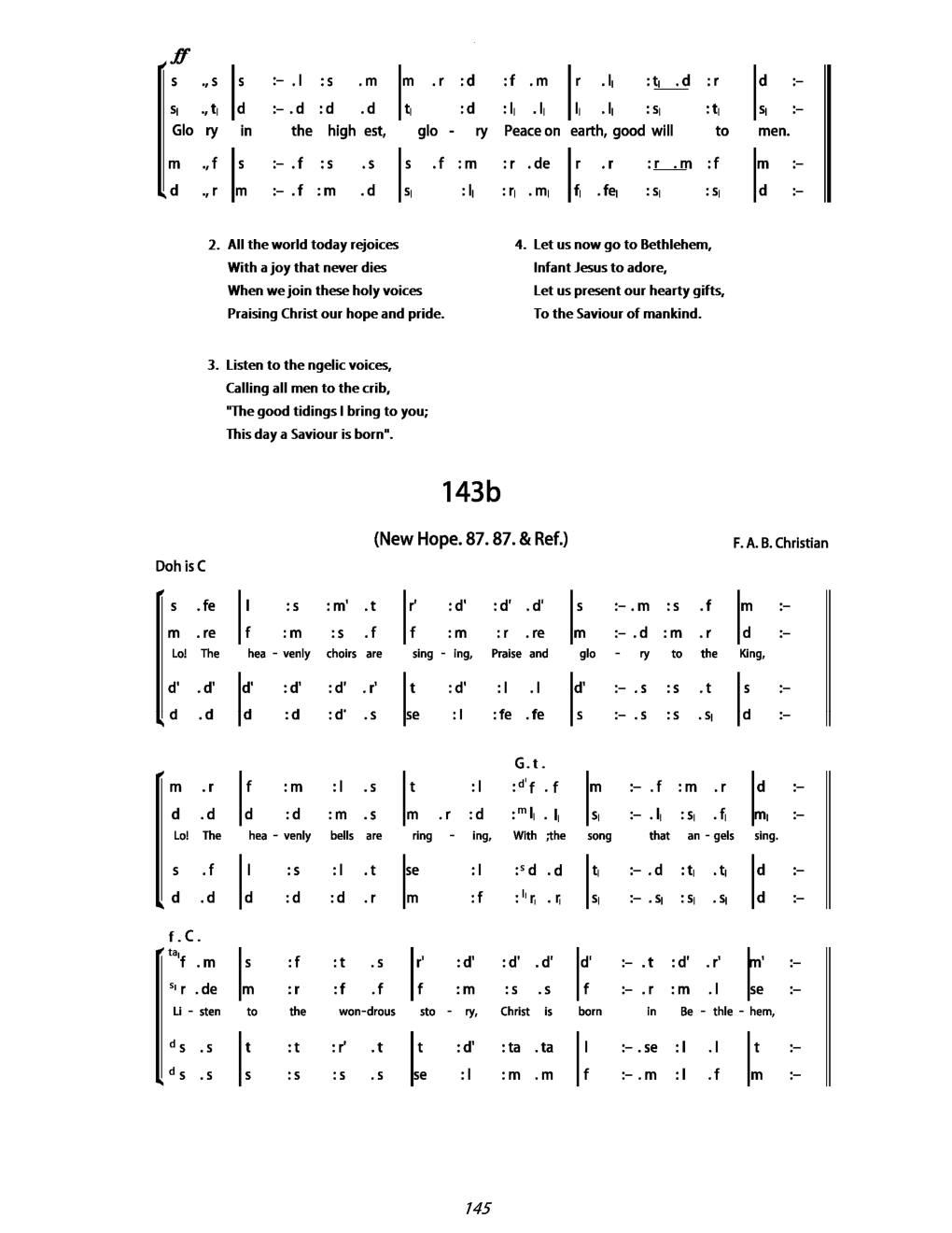 CH 143 Lo! The Heavenly choirs are singing — Tonic Sol-Fa