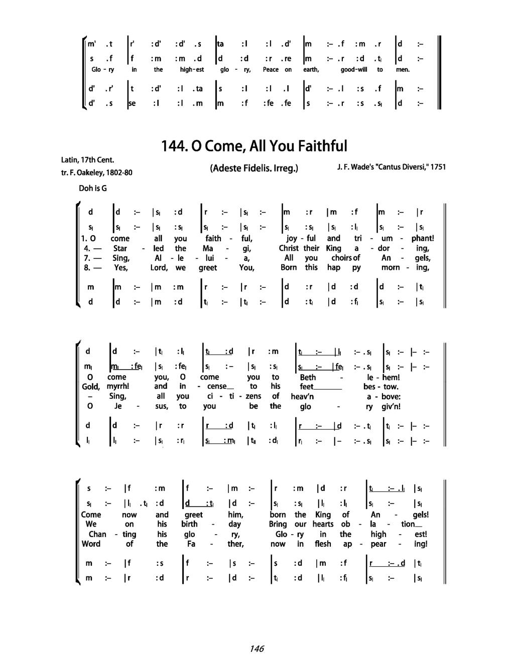CH 143 Lo! The Heavenly choirs are singing — Tonic Sol-Fa