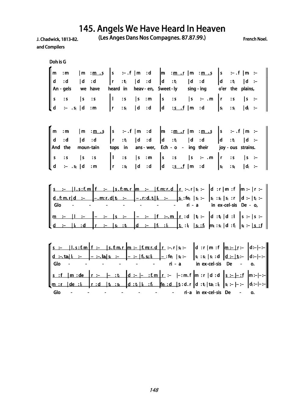 CH 145 Angels we have heard in heaven, — Tonic Sol-Fa