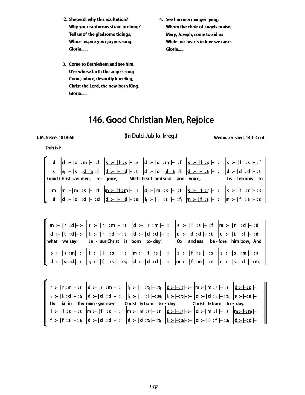 CH 146 Good Christian men, rejoice, — Tonic Sol-Fa