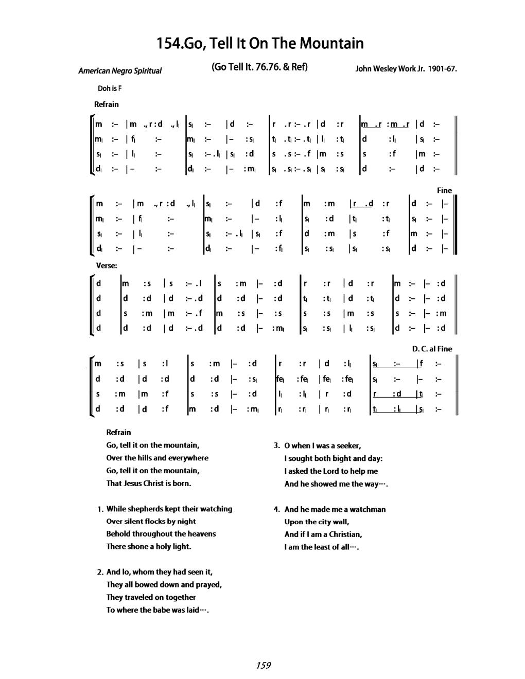 CH 154 Chorus: — Tonic Sol-Fa