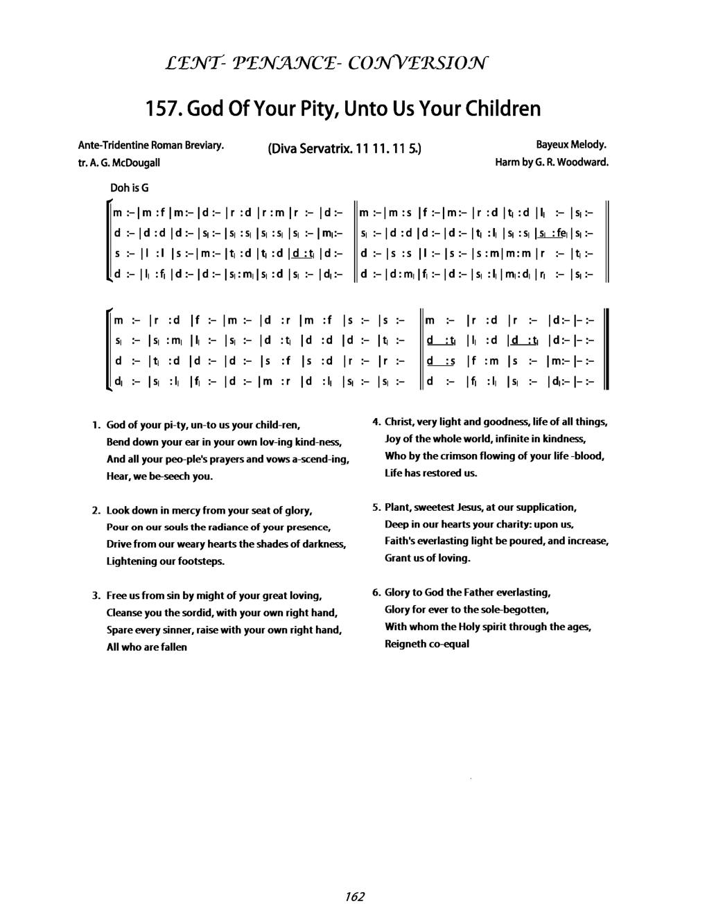 CH 157 God, of your pity, unto us your children, — Tonic Sol-Fa