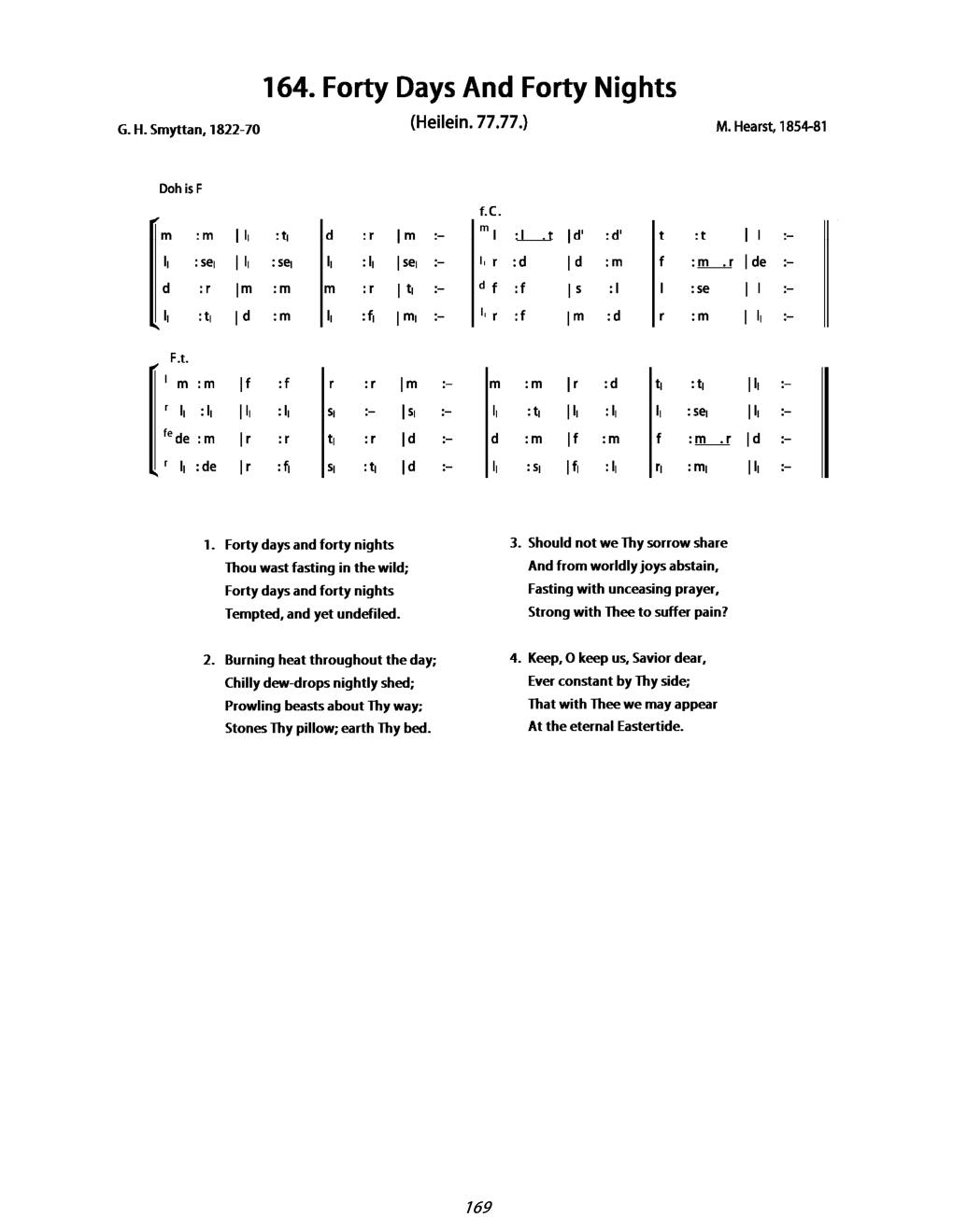 CH 164 Forty days and forty nights — Tonic Sol-Fa