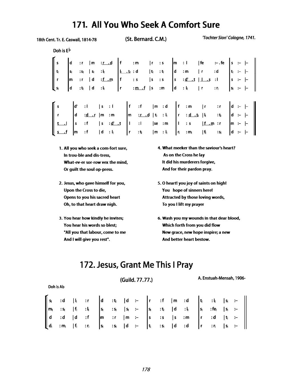 CH 172 Jesus, grant me this, I pray, — Tonic Sol-Fa