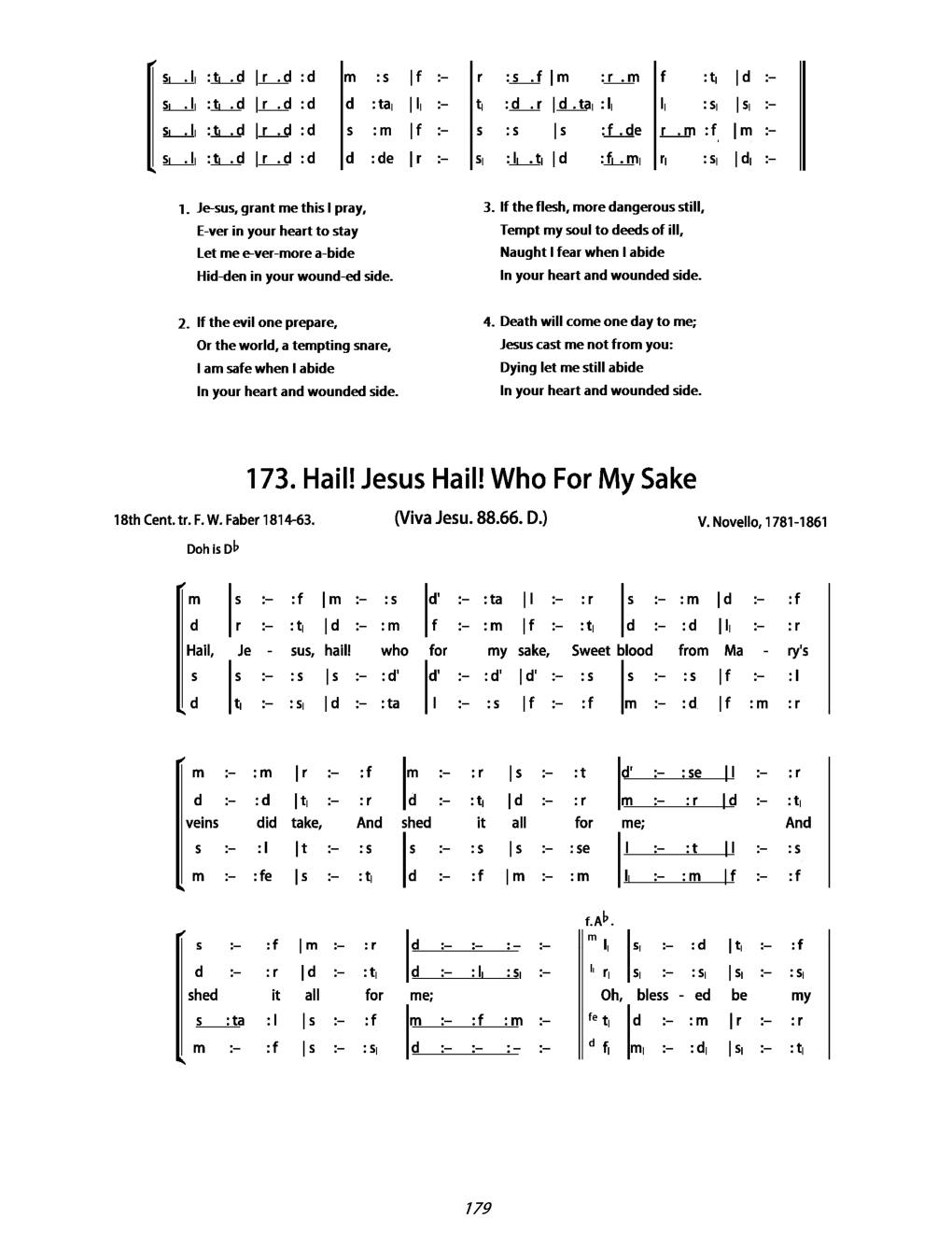 CH 173 Hail, Jesus, hail! who for my sake, — Tonic Sol-Fa