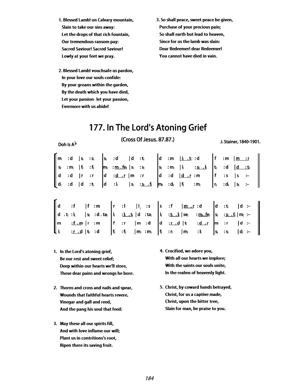 CH 177 In the Lord’s atoning grief — Tonic Sol-Fa