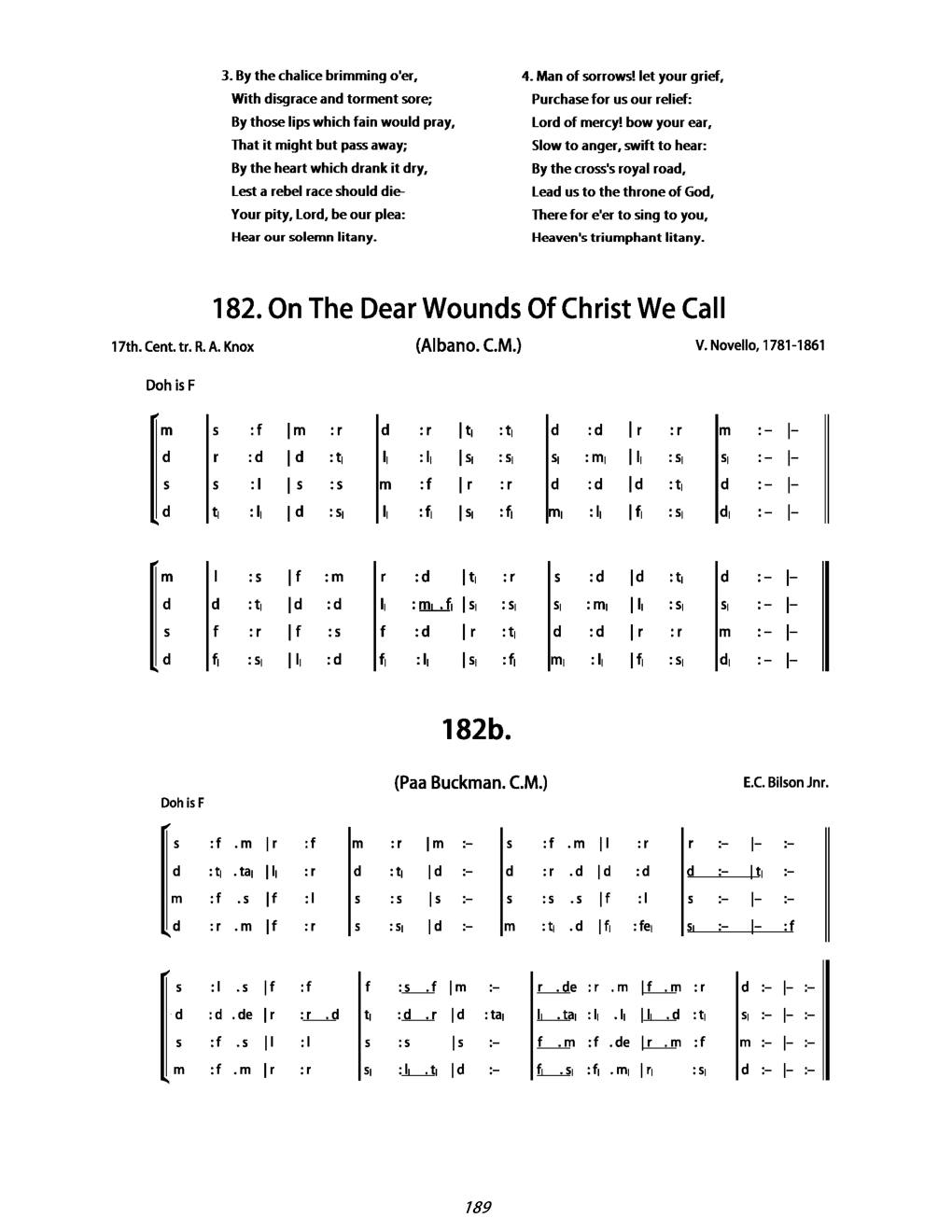 CH 182 On the dear wounds of Christ we call, — Tonic Sol-Fa