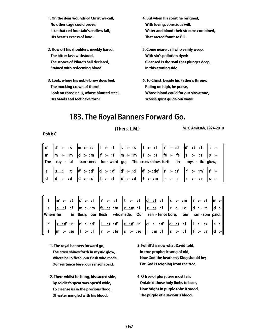 CH 183 The royal banners forward go, — Tonic Sol-Fa