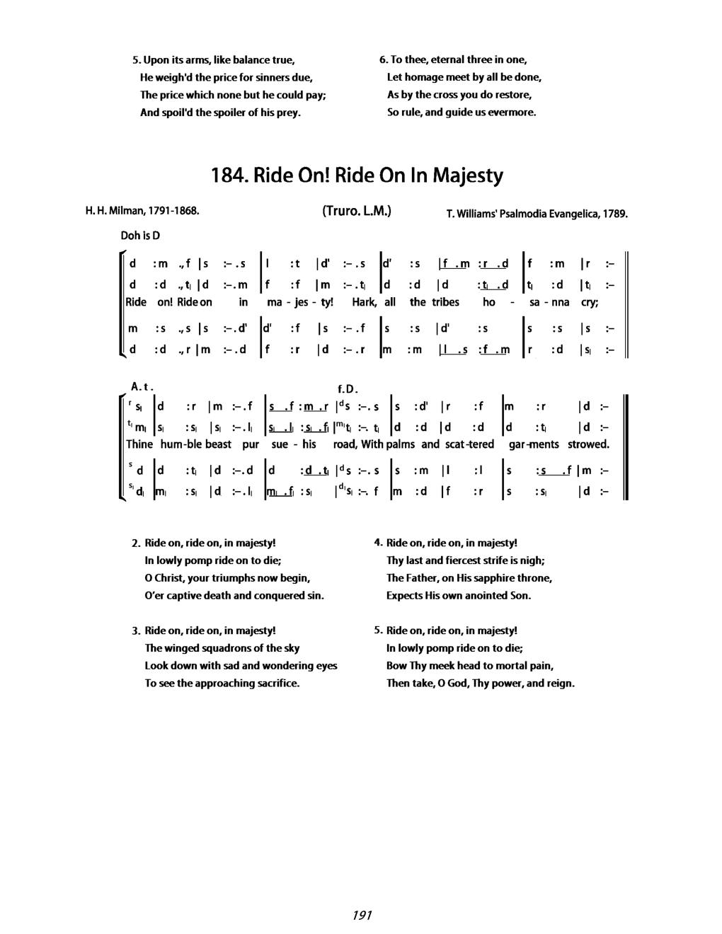 CH 184 Ride on, ride on, in majesty! — Tonic Sol-Fa