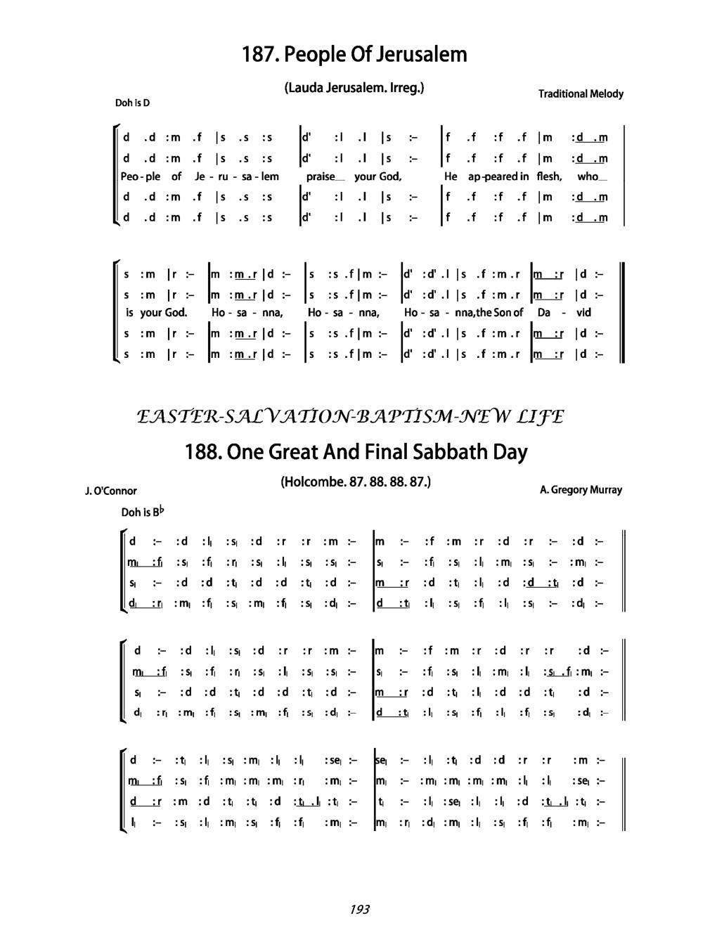 CH 188 One great and final Sabbath day, — Tonic Sol-Fa
