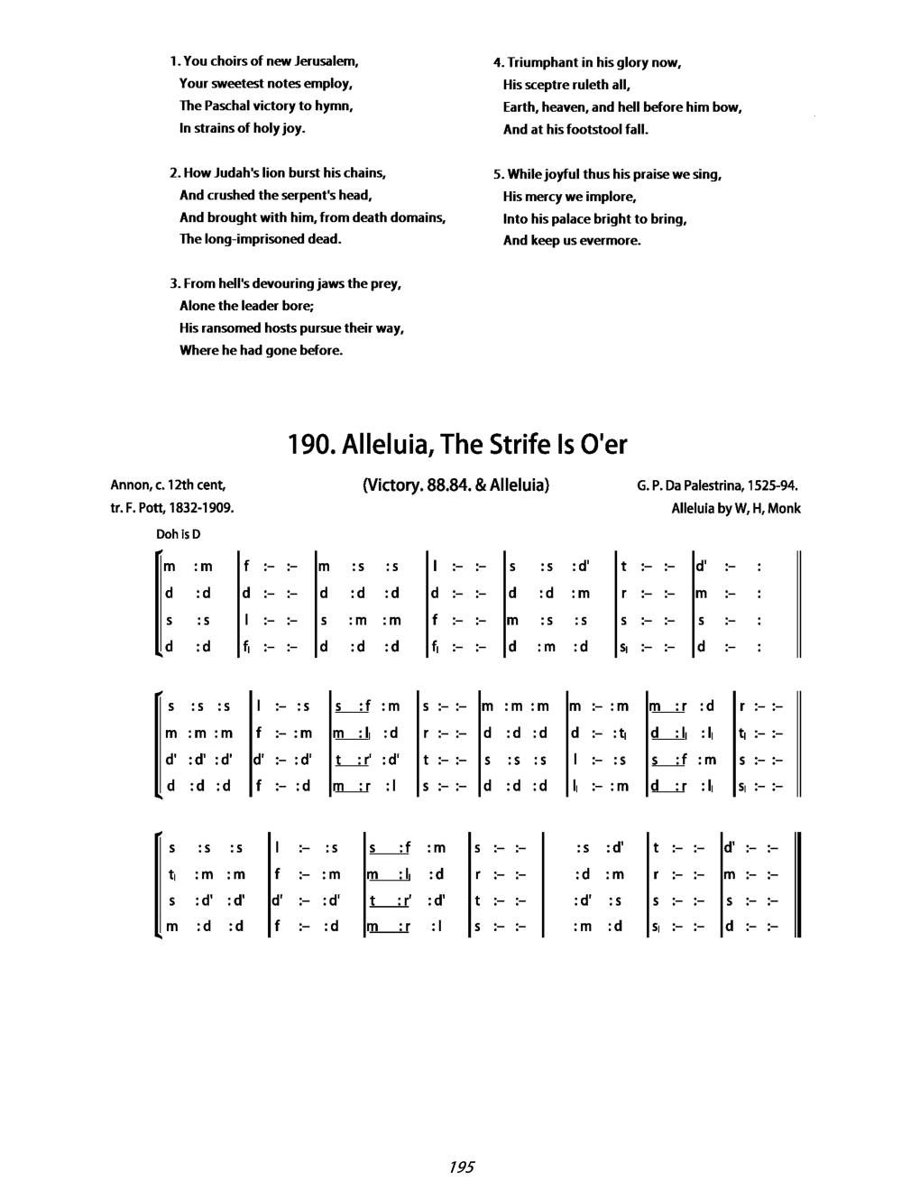 CH 190 Alleluia, alleluia, alleluia! — Tonic Sol-Fa