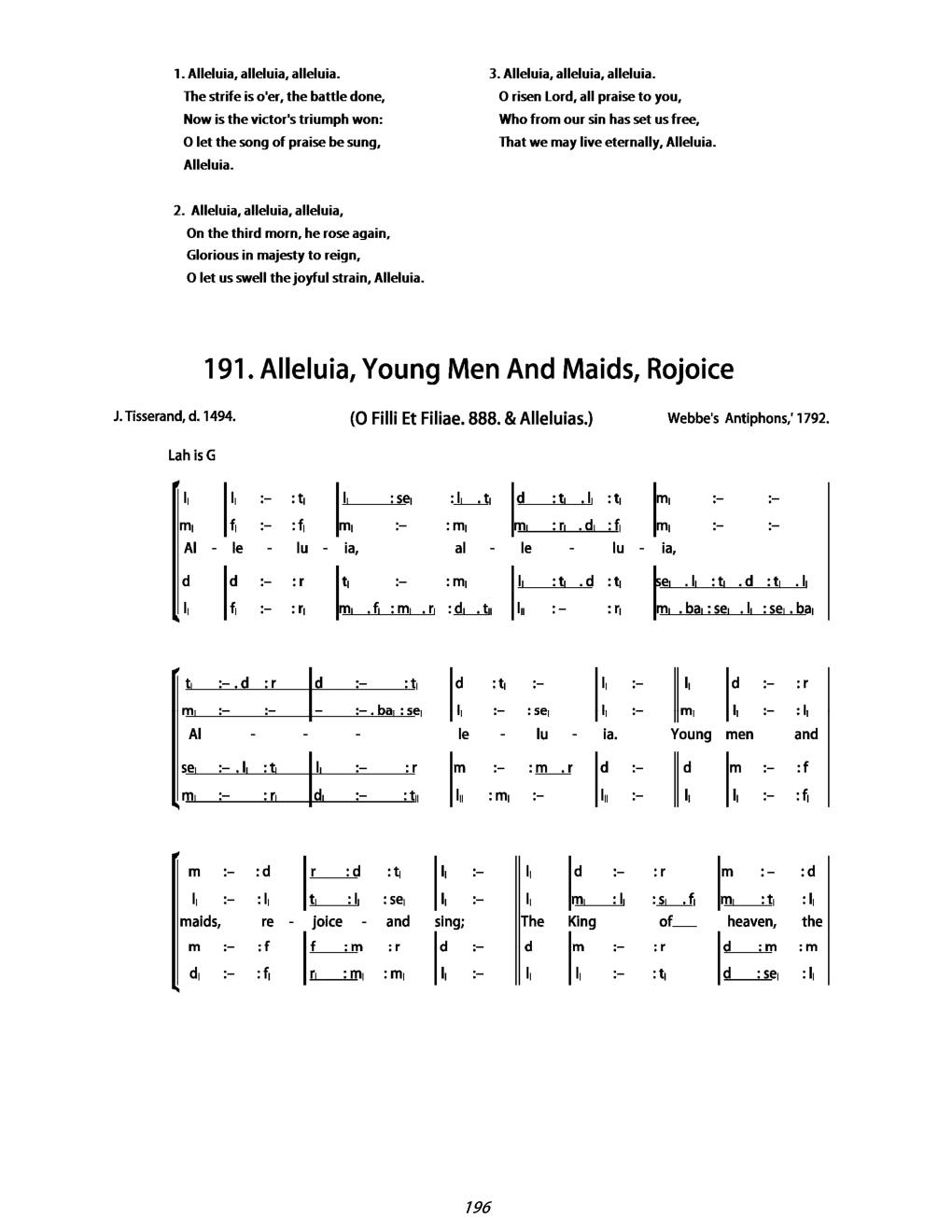 CH 191 Alleluia, alleluia, alleluia! — Tonic Sol-Fa