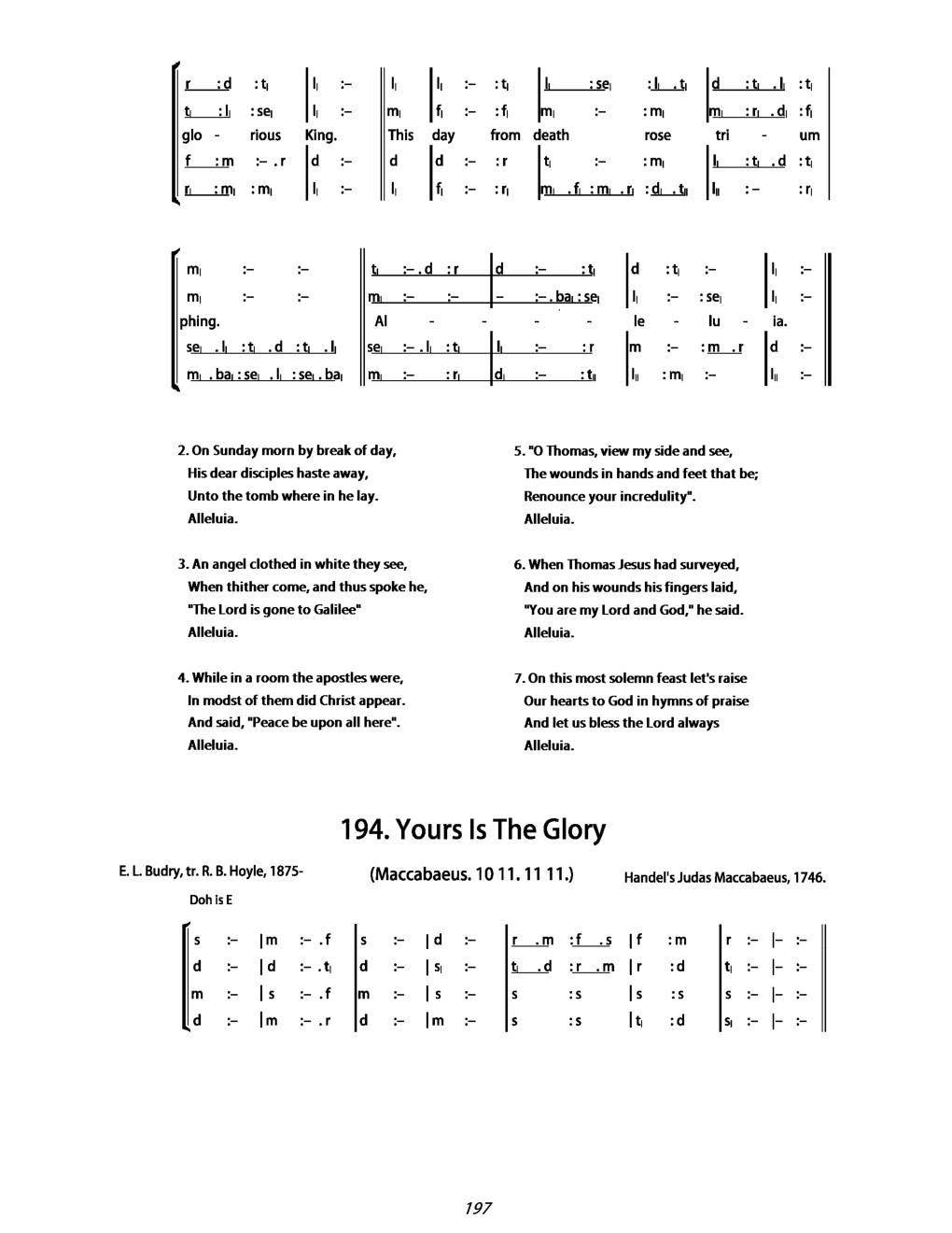 CH 191 Alleluia, alleluia, alleluia! — Tonic Sol-Fa