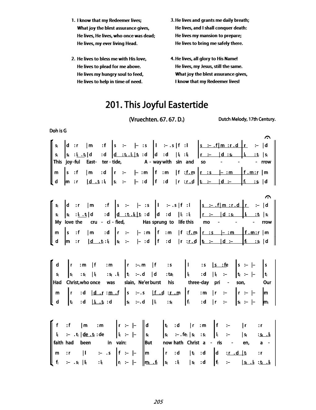 CH 201 This joyful Eastertide, — Tonic Sol-Fa