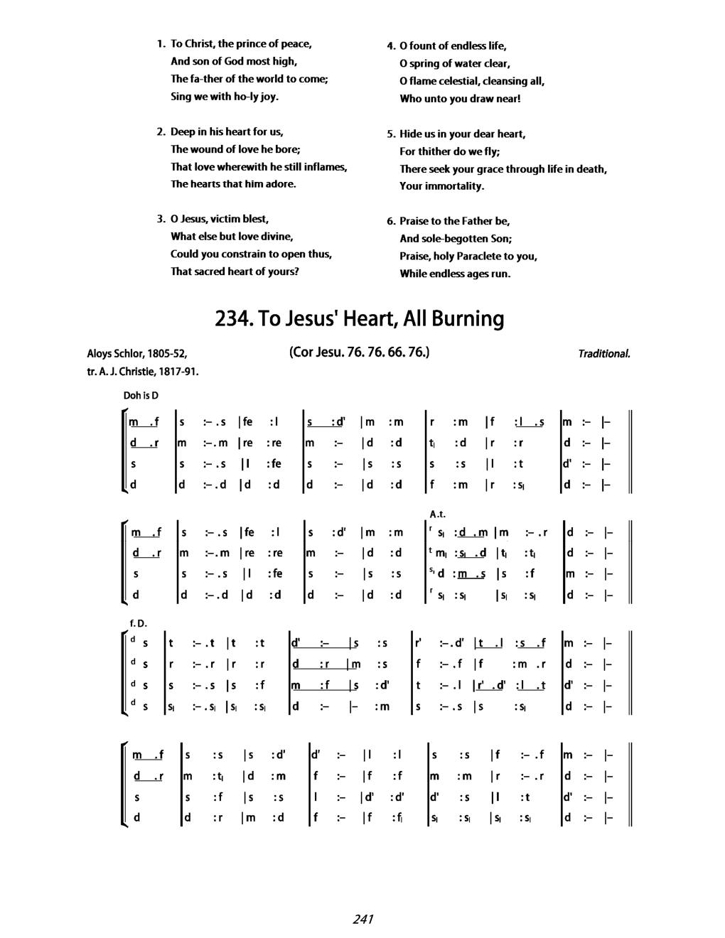 CH 234 To Jesus' Heart, all burning — Tonic Sol-Fa