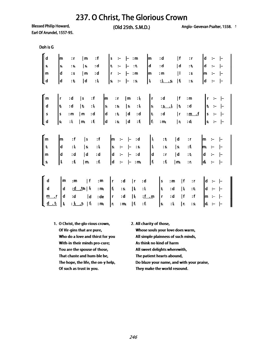 CH 237 O Christ the glorious crown — Tonic Sol-Fa