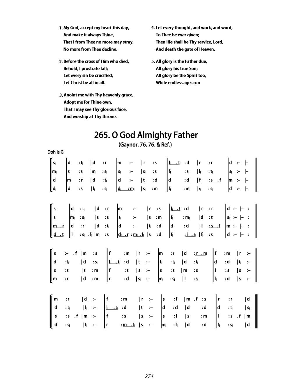 CH 265 O God Almighty Father, — Tonic Sol-Fa