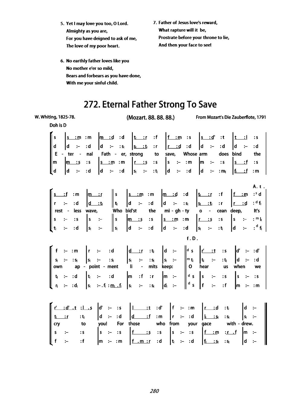 CH 272 Eternal Father, strong to save, — Tonic Sol-Fa