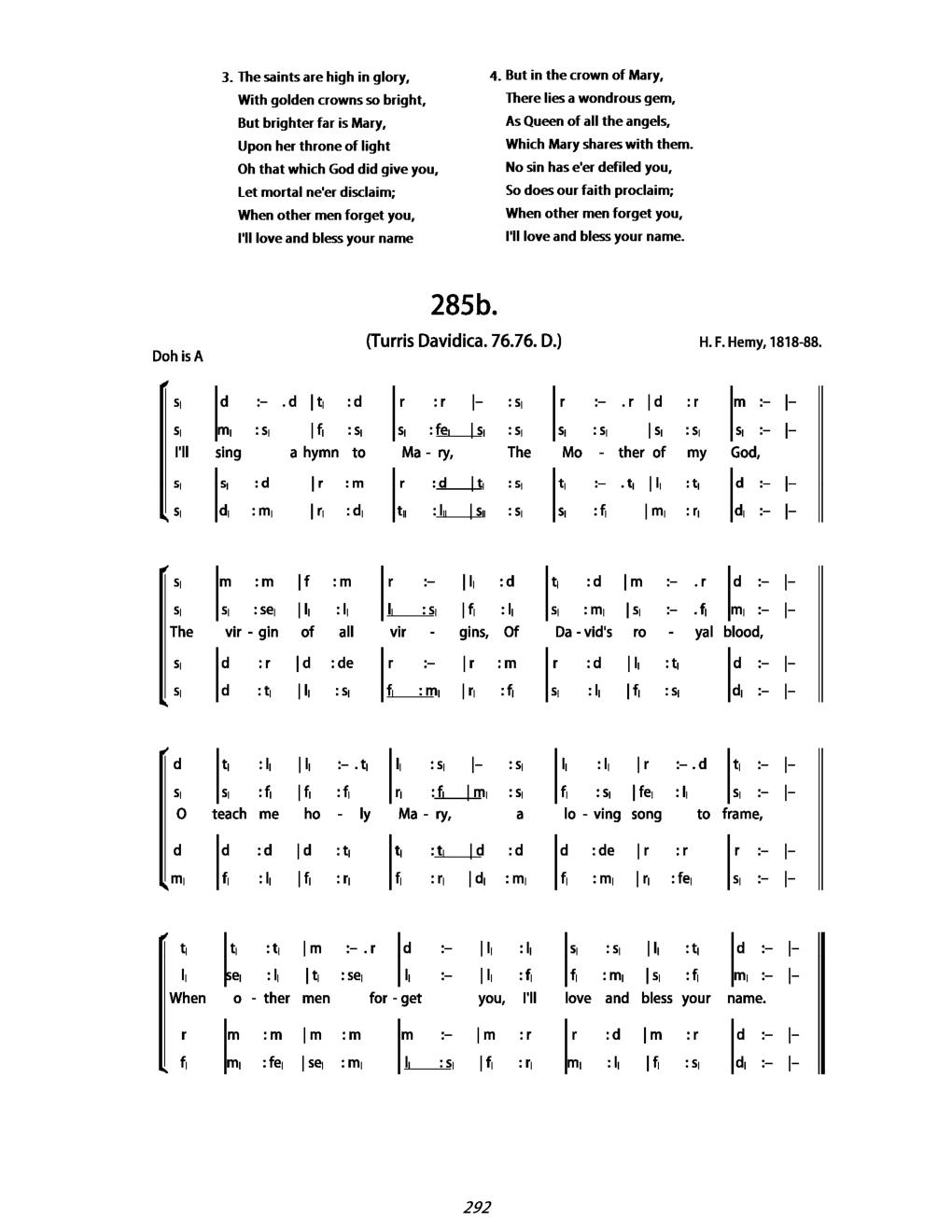 CH 285 I'll sing a hymn to Mary, — Tonic Sol-Fa