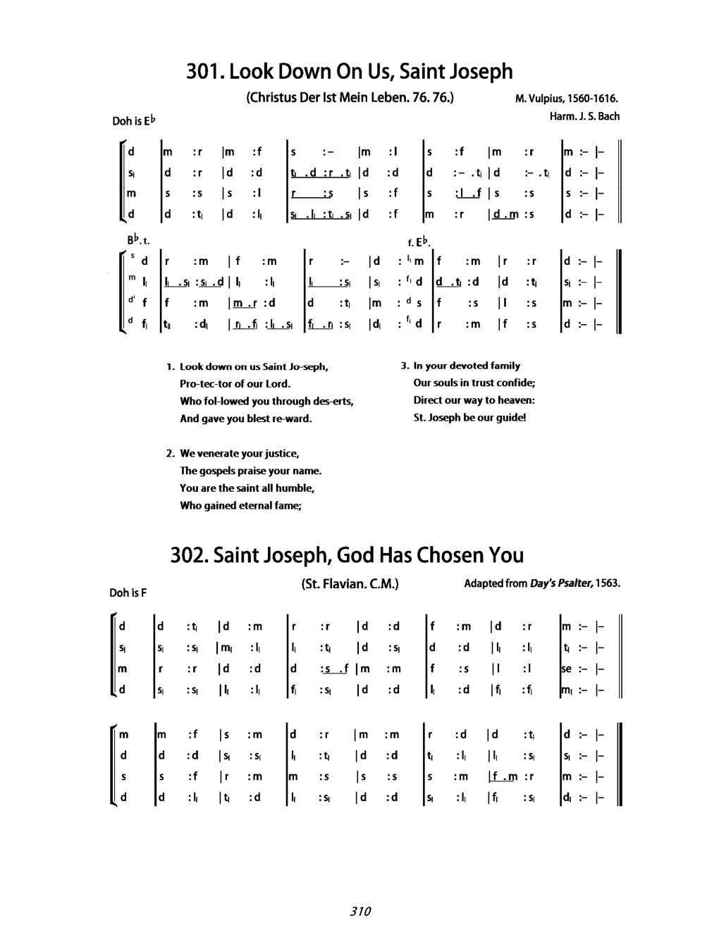 CH 302 Saint Joseph, God has chosen you, — Tonic Sol-Fa