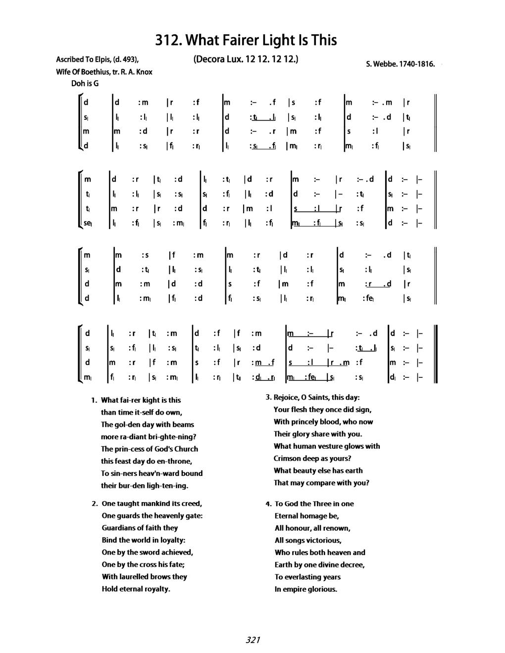 CH 312 What fairer light is this — Tonic Sol-Fa