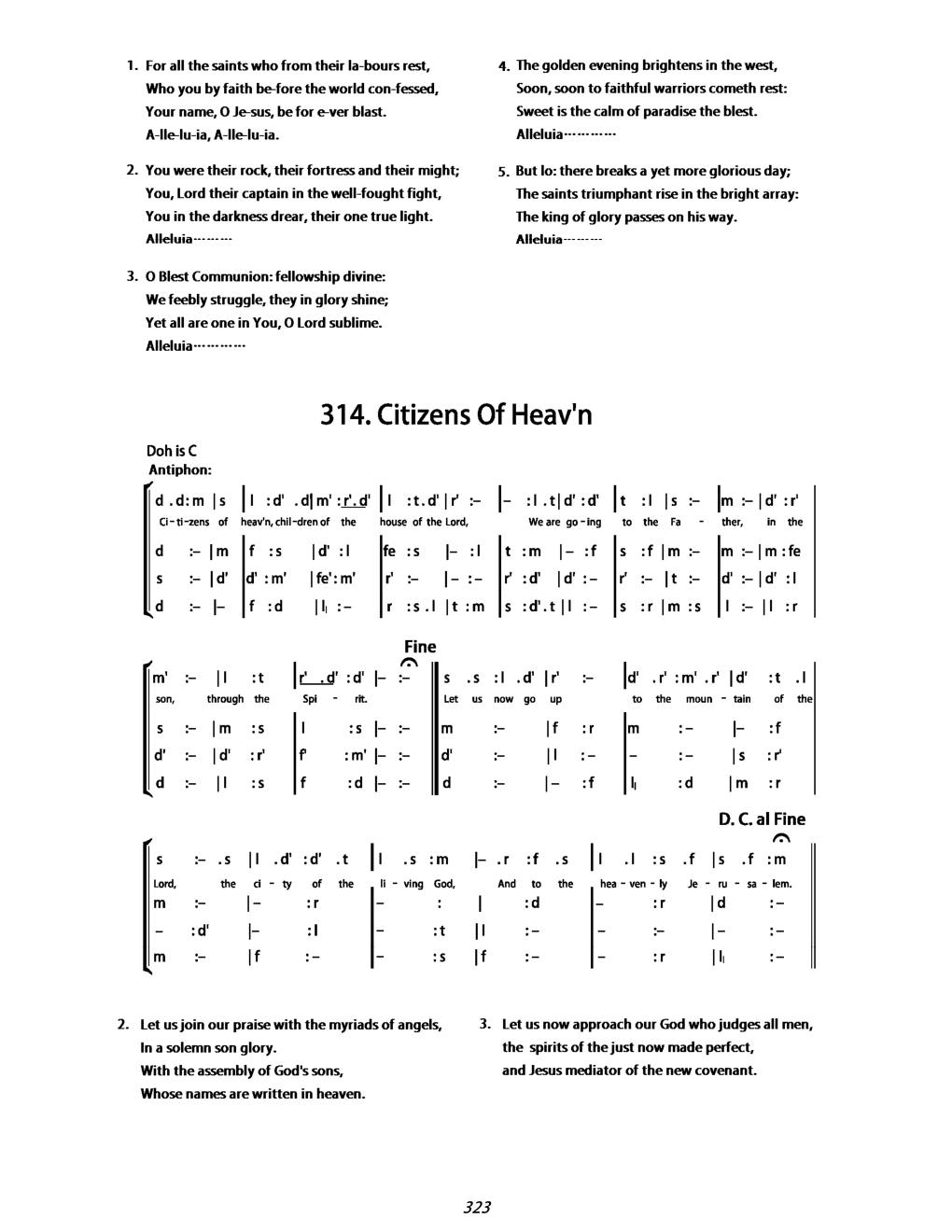 CH 314 ANTIPHON: — Tonic Sol-Fa