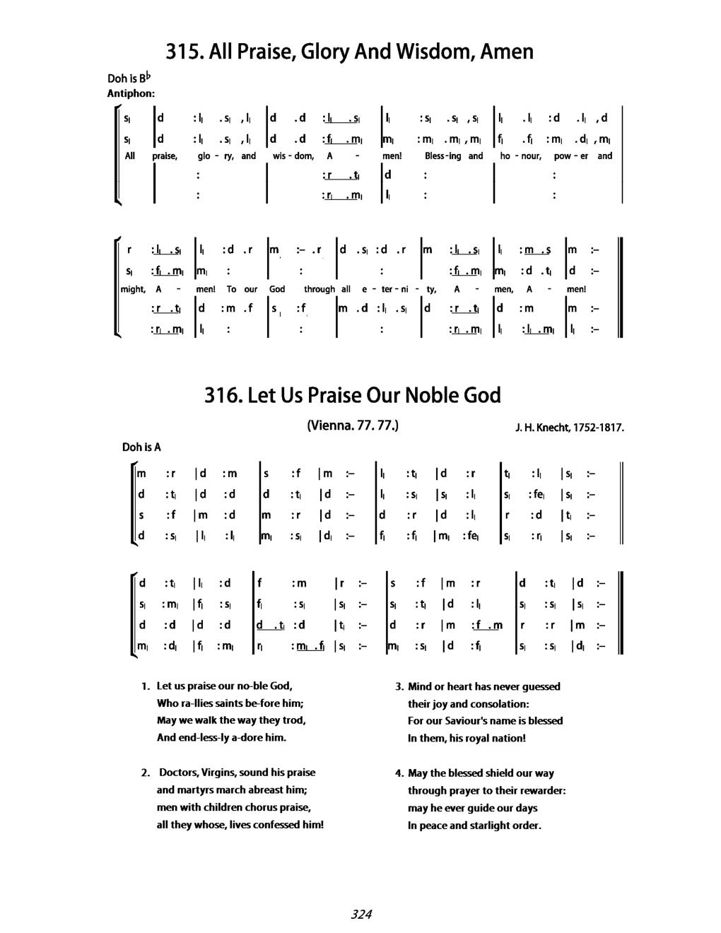 CH 316 Let us praise our noble God — Tonic Sol-Fa
