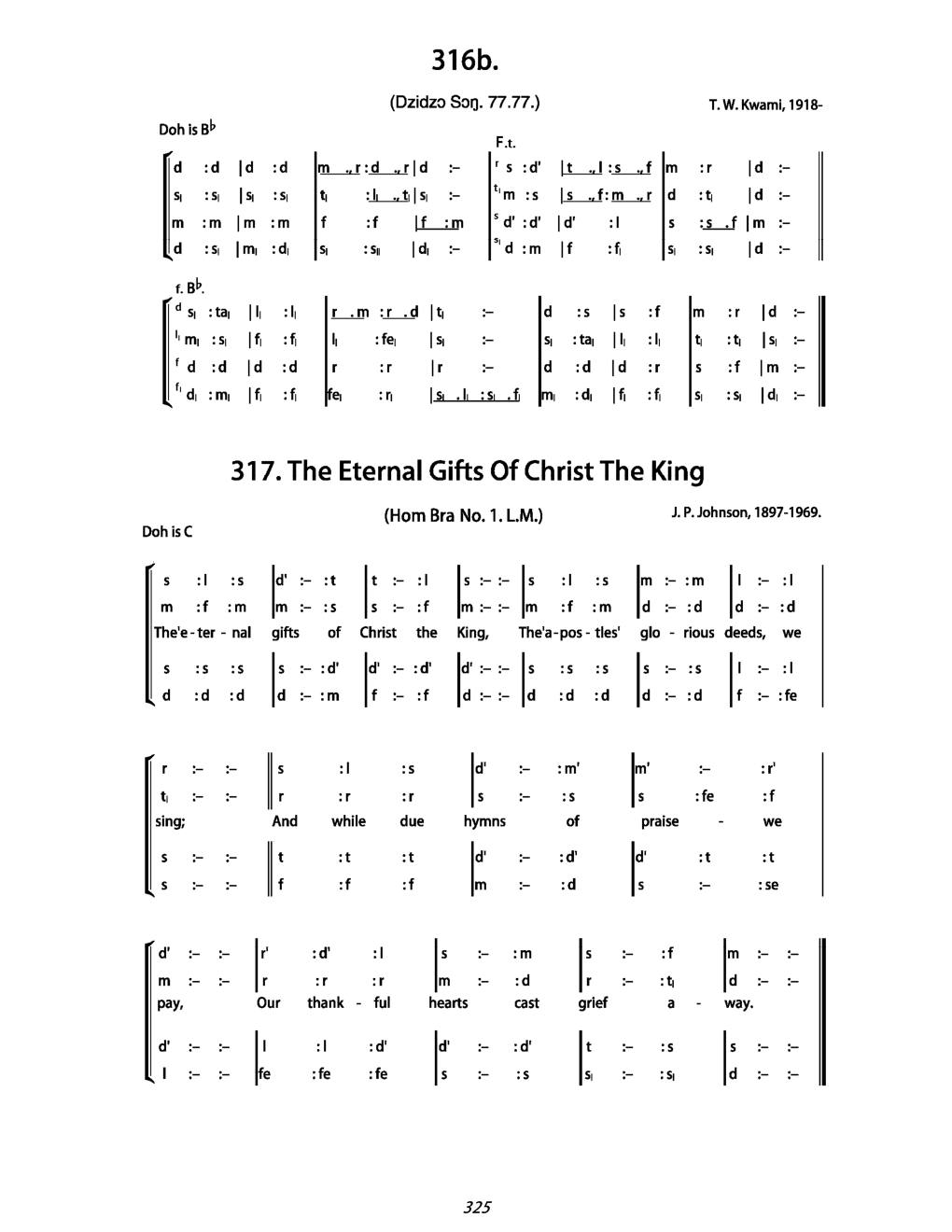 CH 317 The eternal gifts of Christ the King, — Tonic Sol-Fa