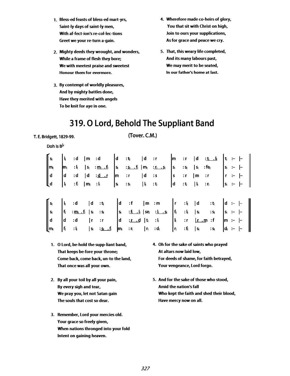 CH 319 O Lord! behold the suppliant band — Tonic Sol-Fa