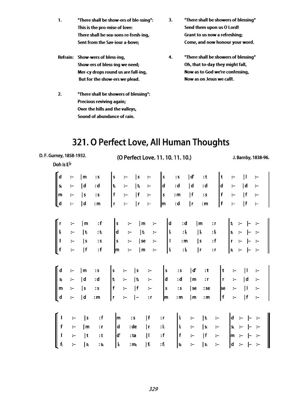 CH 321 O perfect Love, all human thought transcending, — Tonic Sol-Fa