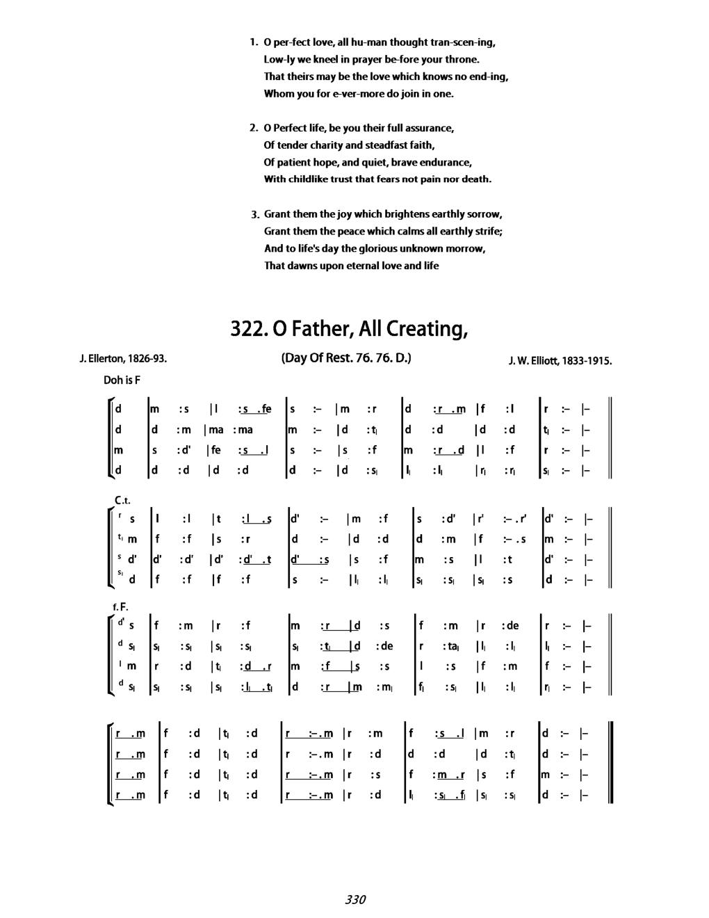 CH 322 O Father, all creating, — Tonic Sol-Fa