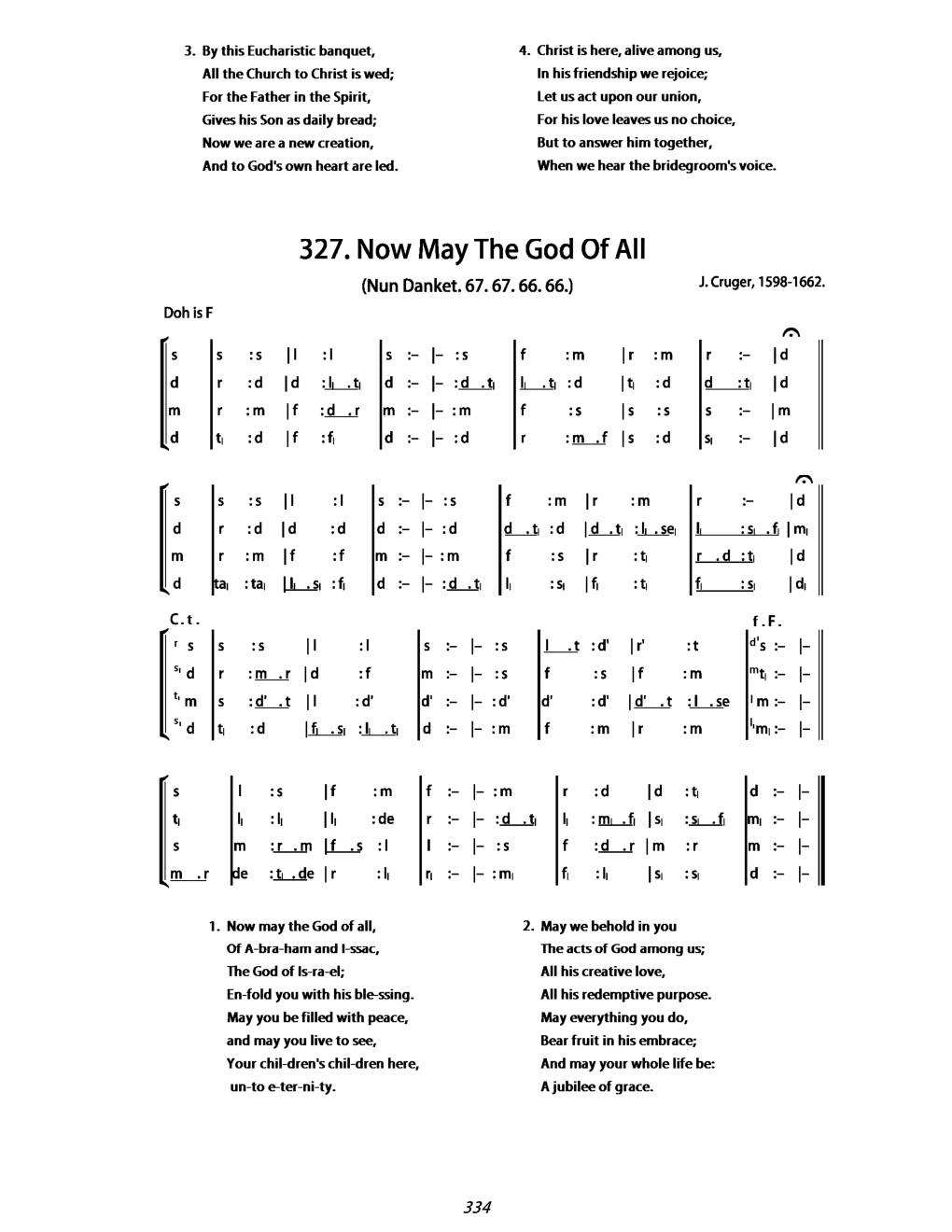 CH 327 Now may the God of all, — Tonic Sol-Fa
