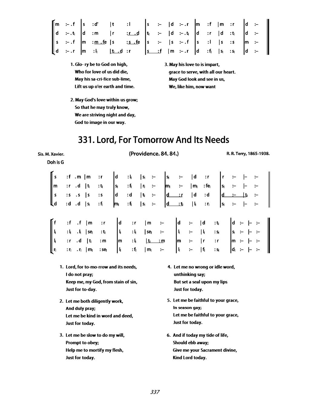 CH 331 Lord, for tomorrow and its needs, — Tonic Sol-Fa