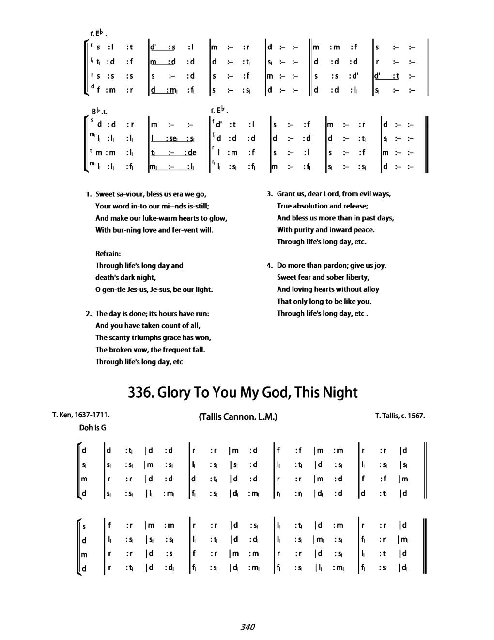 CH 336 Glory to you, my God, this night, — Tonic Sol-Fa