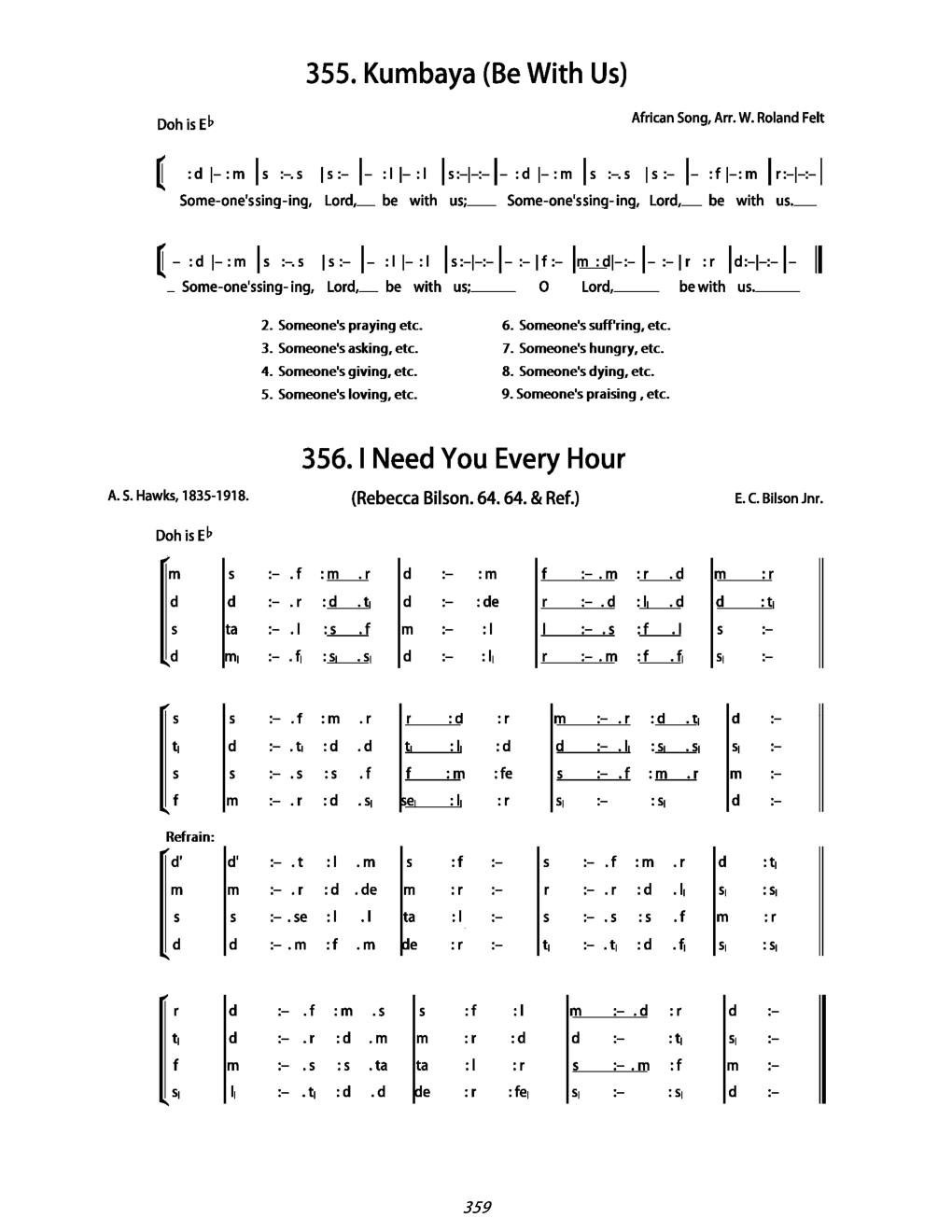 CH 355 Someone's singing, Lord, be with us; — Tonic Sol-Fa
