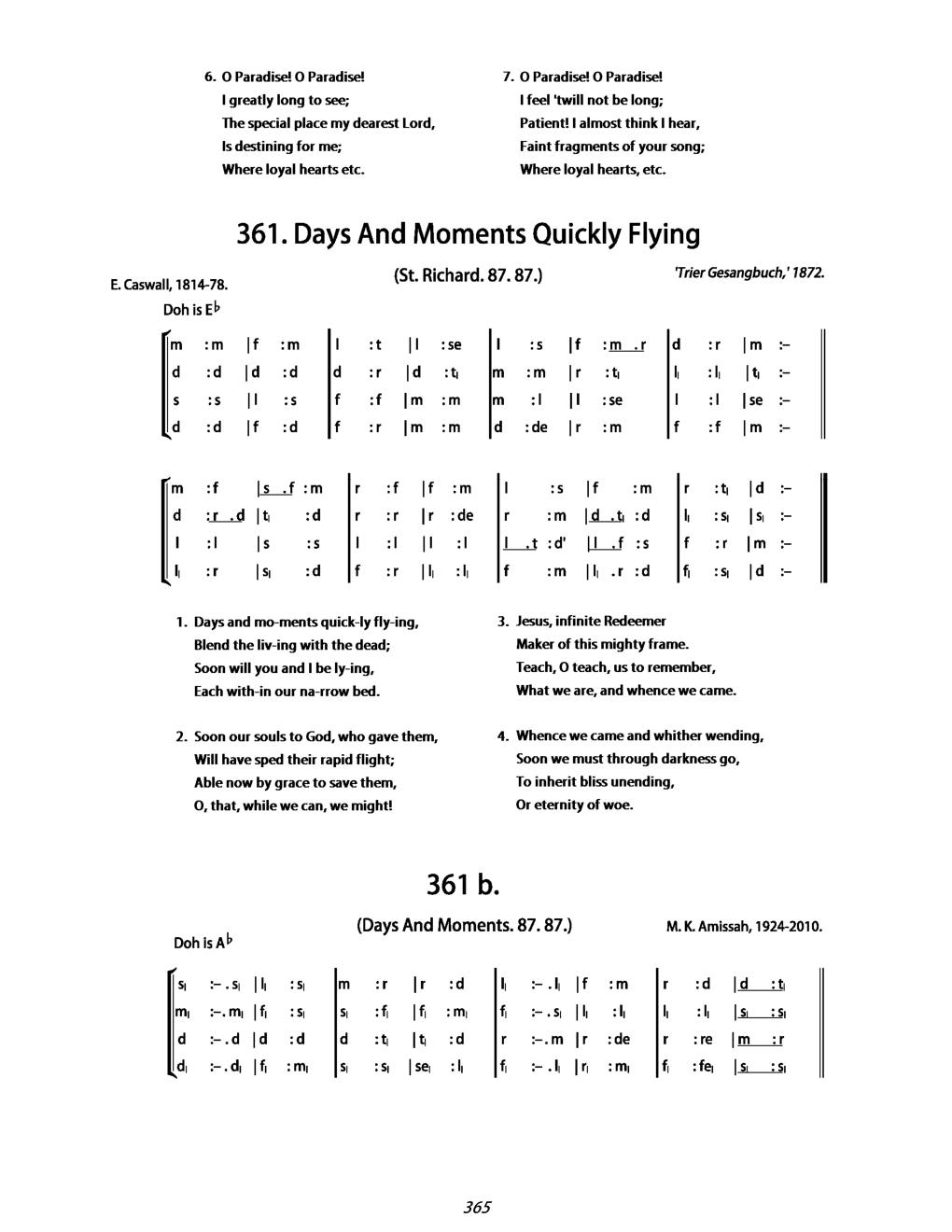 CH 361 Days and moments quickly flying — Tonic Sol-Fa