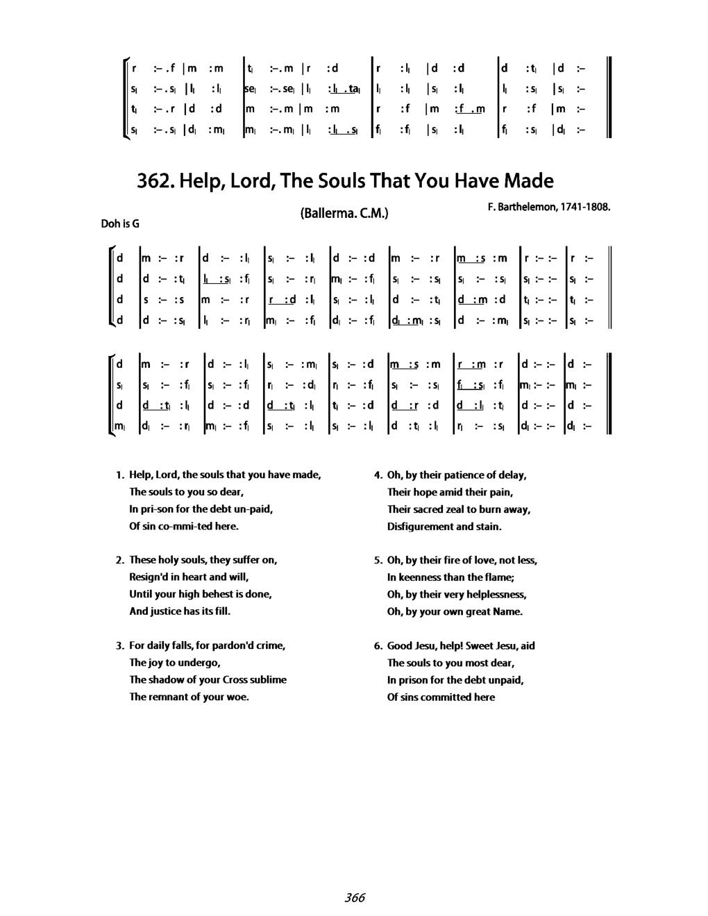 CH 362 Help, Lord, the souls that thou hast made, — Tonic Sol-Fa