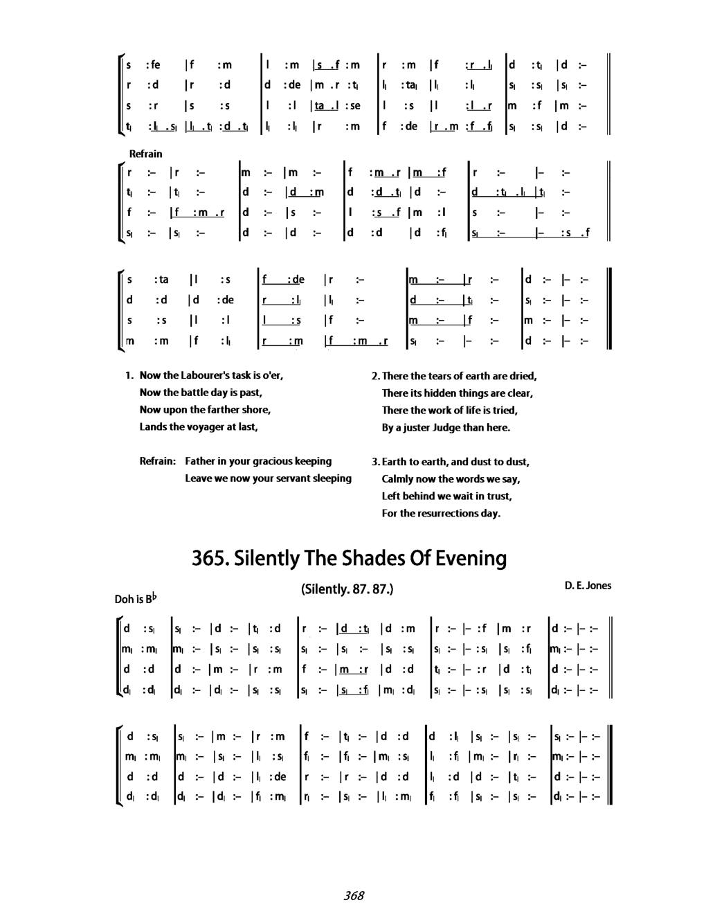 CH 365 Silently the shades of evening — Tonic Sol-Fa