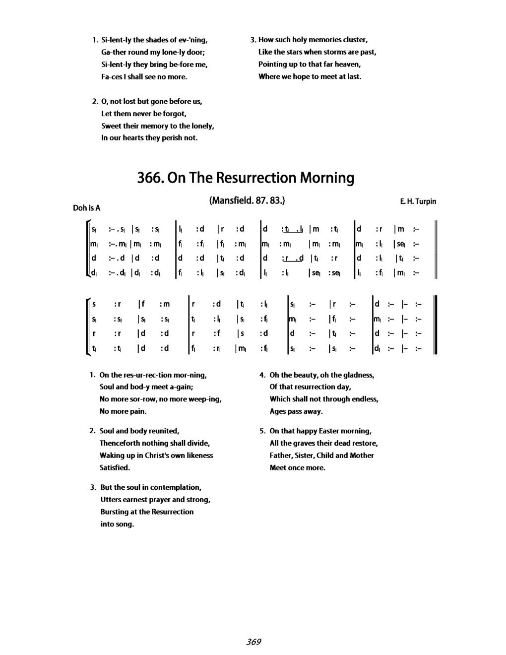 CH 366 On the resurrection morning, — Tonic Sol-Fa