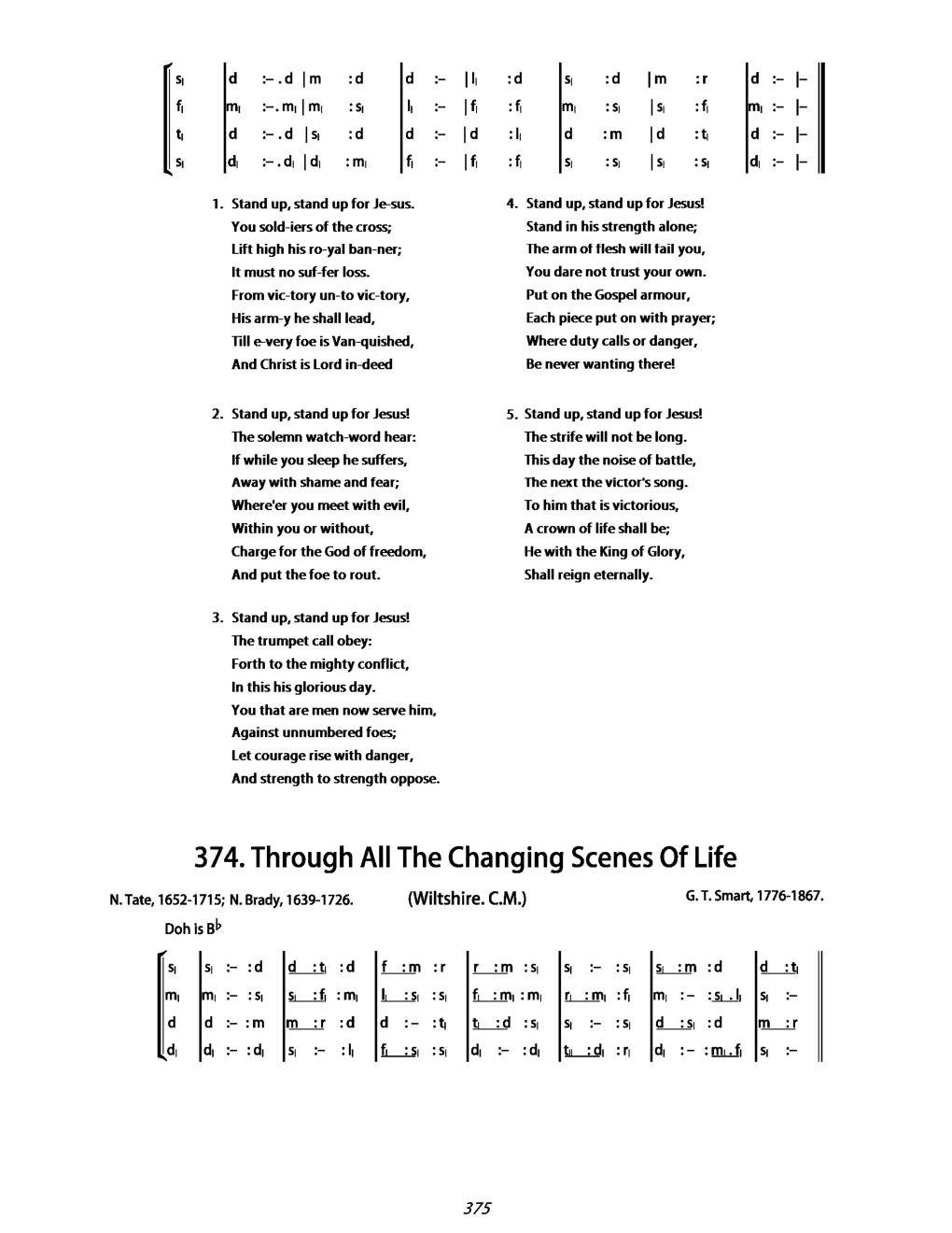 CH 374 Through all the changing scenes of life, — Tonic Sol-Fa