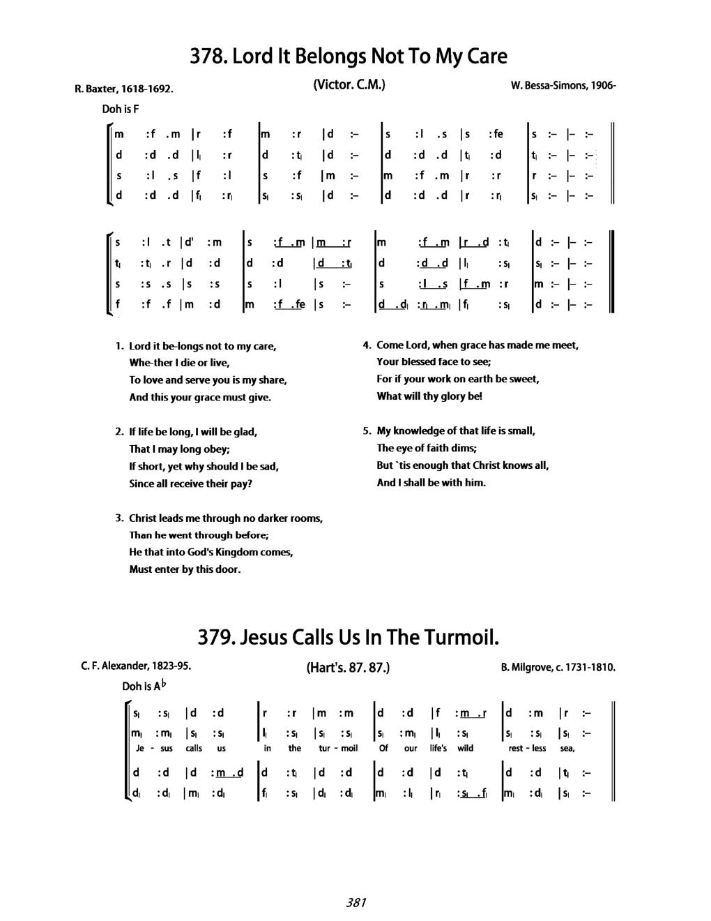 CH 379 Jesus calls us, in the turmoil, — Tonic Sol-Fa